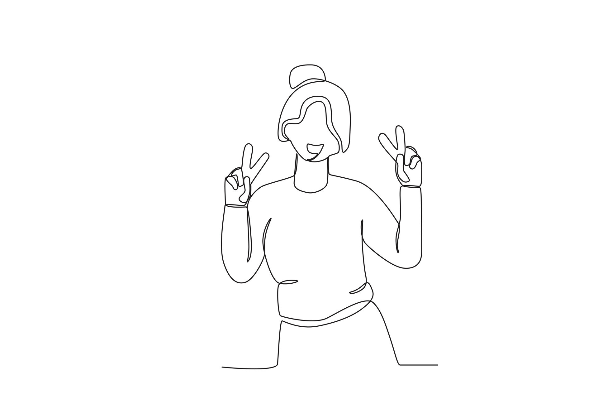 A woman poses a twofinger salute 27249595 Vector Art at Vecteezy