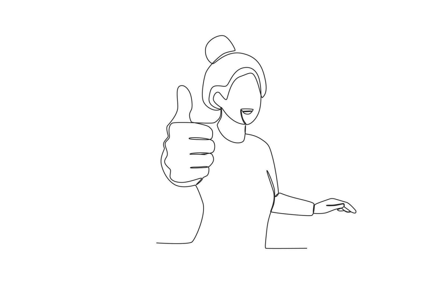 A woman smiles with a thumbs up vector