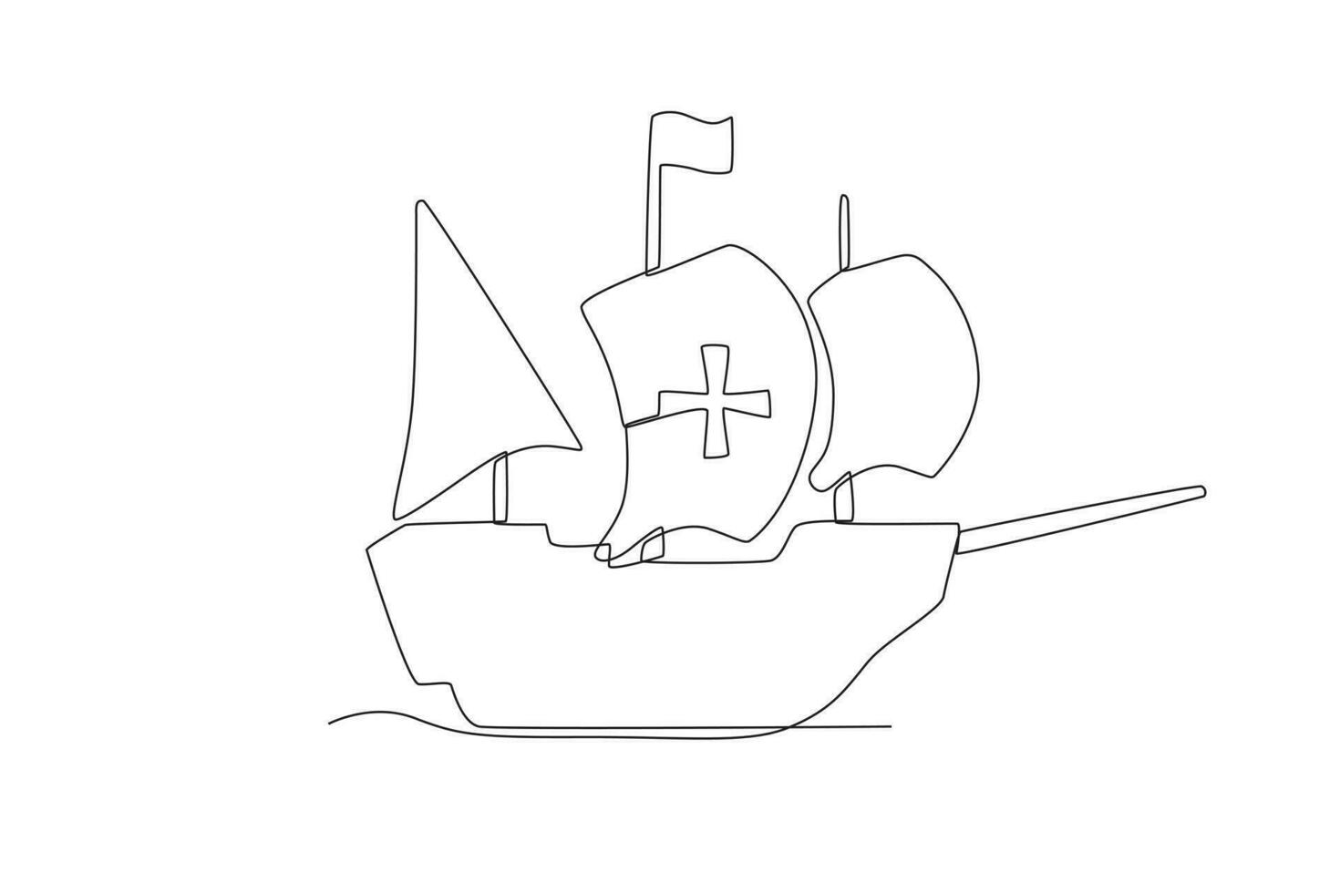 A ship sailing with a flag on it vector