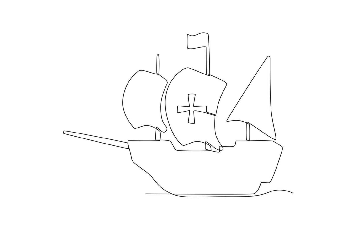 A small ship is sailing vector