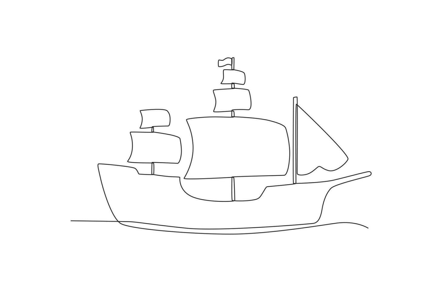 Side view of the ship sailing on the ocean vector