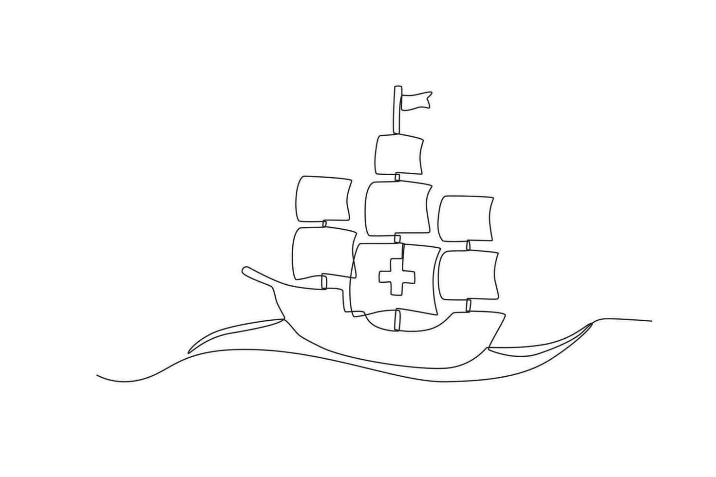 A ship sails through the ocean vector