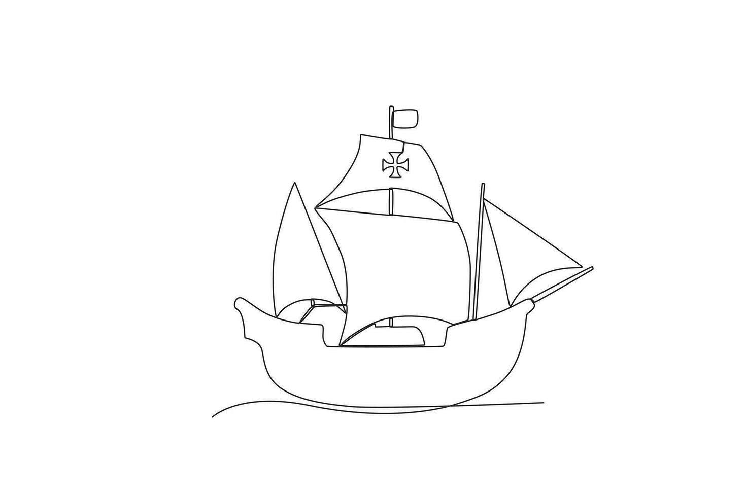A ship sails on the ocean vector