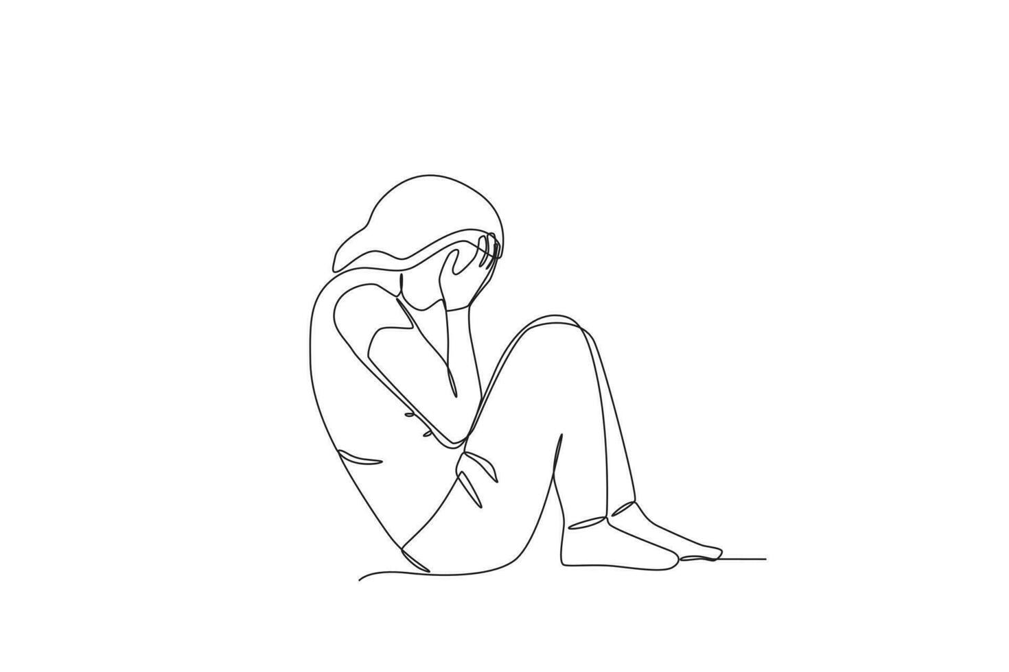 A young woman is depressed vector