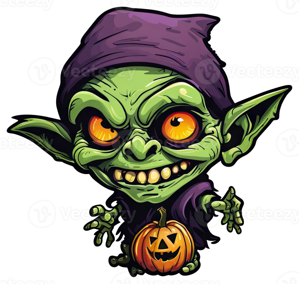 Creepy Goblin Halloween Sticker Design 27249770 PNG
