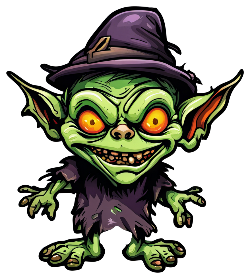 Creepy Goblin Halloween Sticker Design 27249777 PNG
