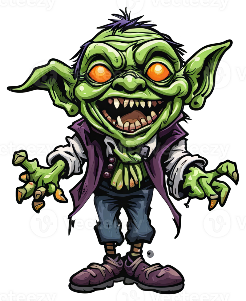 Creepy Goblin Halloween Sticker Design 27249778 PNG