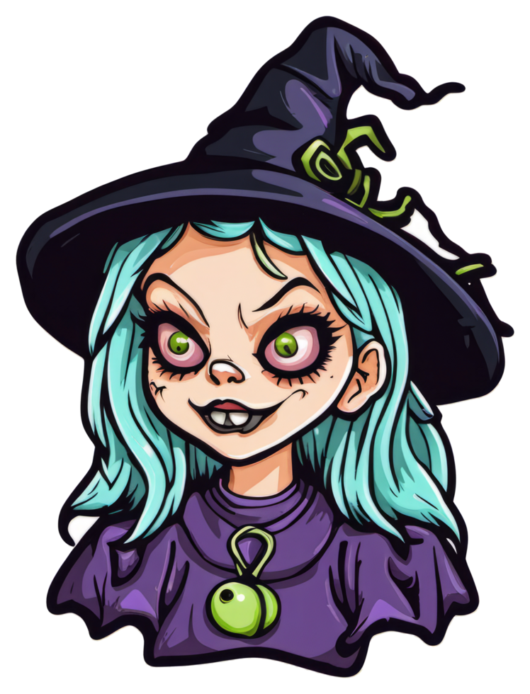 Creepy Witch Halloween Sticker Design png