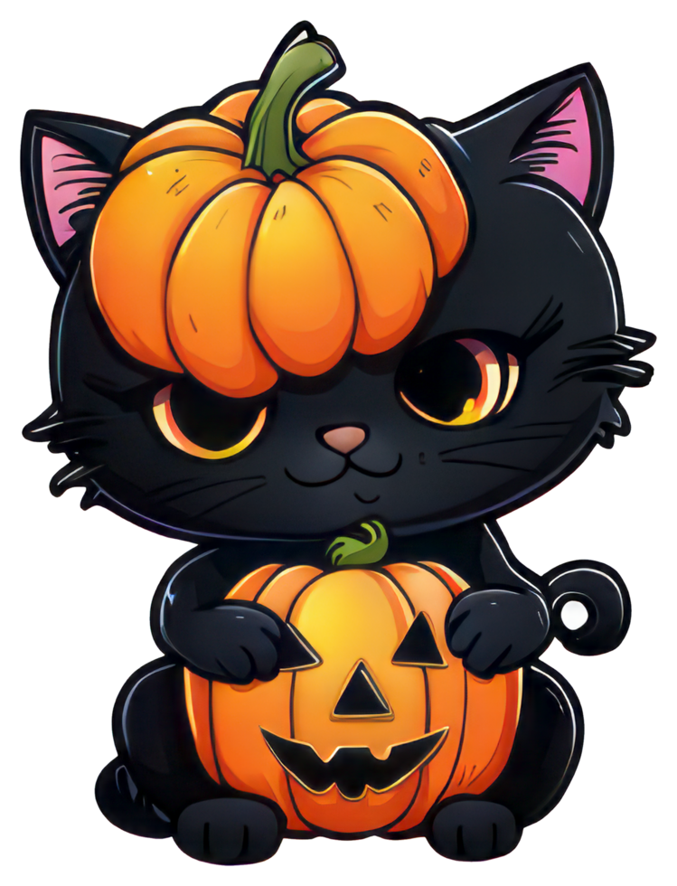 Cute Halloween Cat Sticker Design png
