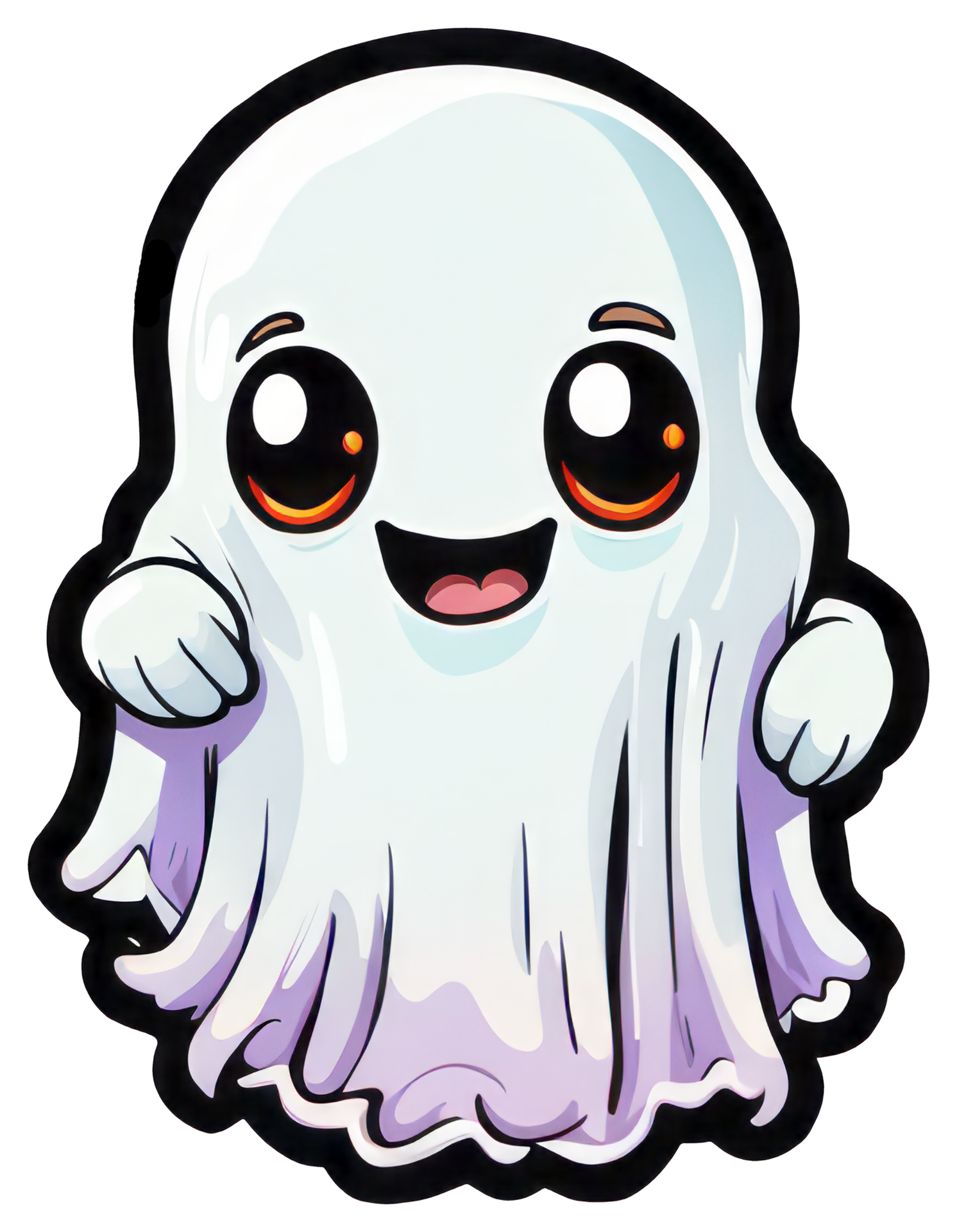 Cute Halloween Ghost Sticker Design 27249833 PNG