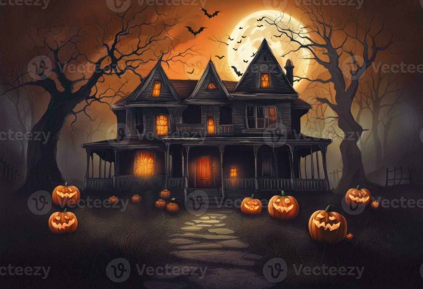 Creepy Retro Style Halloween Background photo