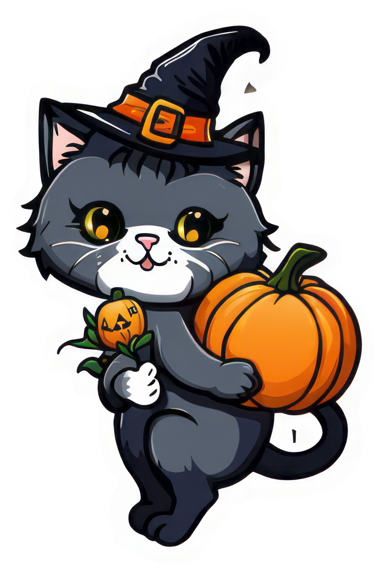 Cute halloween cat sticker design 27249950 PNG