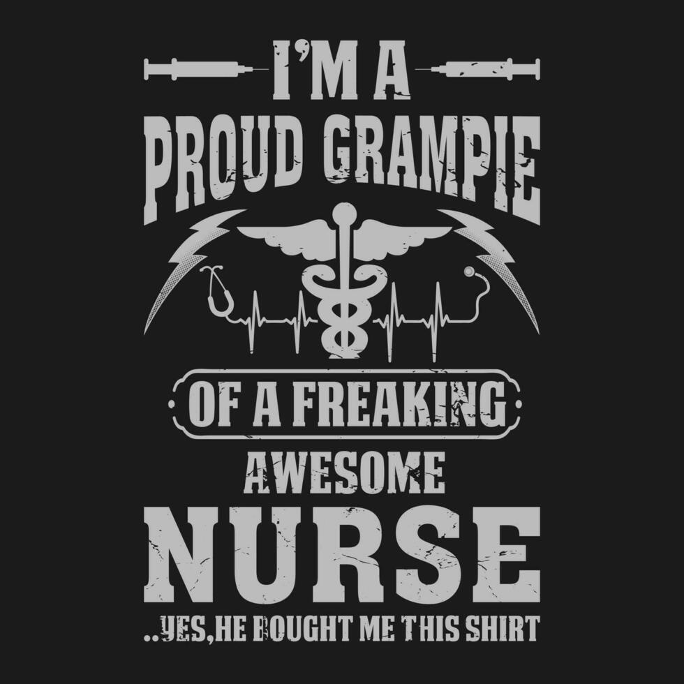 soy un orgulloso abuelito de un enloqueciendo increíble enfermero camisa enfermero abuelito t camisa regalo para abuelito vector