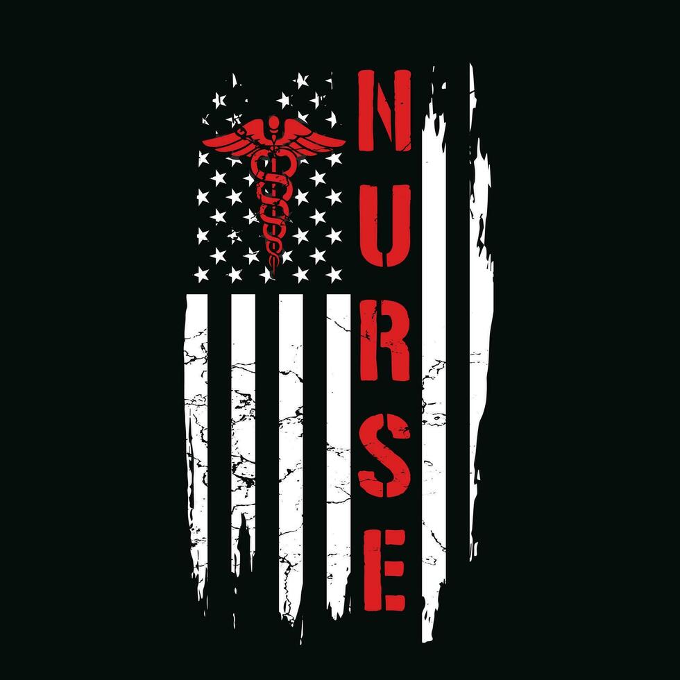 Funny American Flag Nurse Day Gift T-Shirt vector