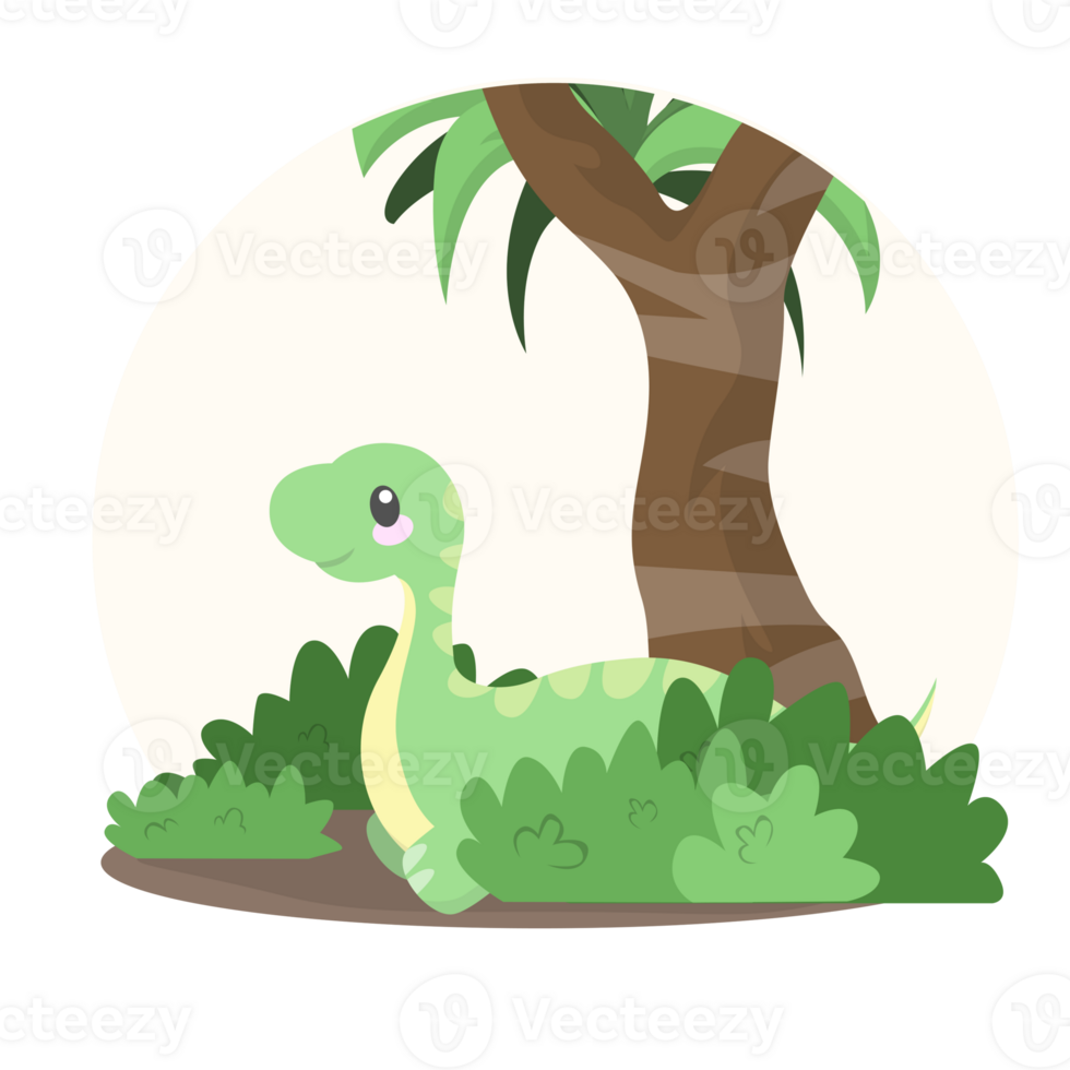 Cute Brontosaurus Under The Tree Illustrations png