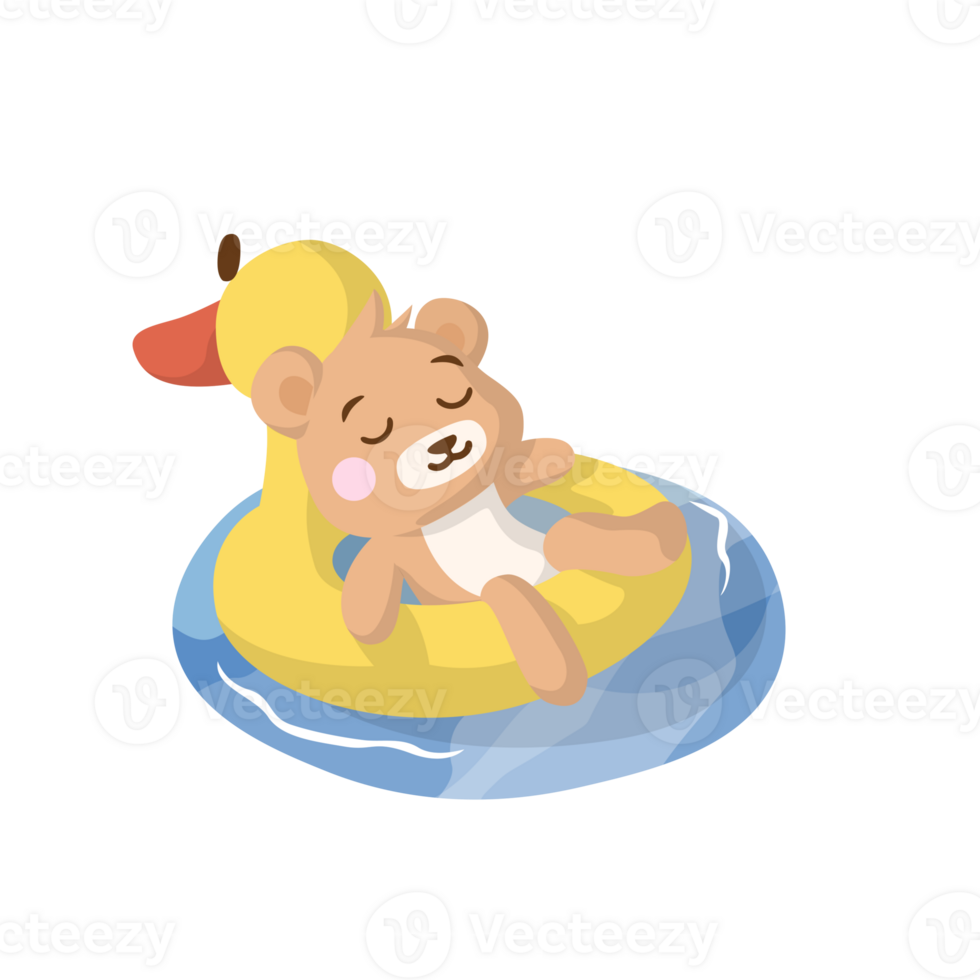Sticker Little Bear Swimming Illustrations png