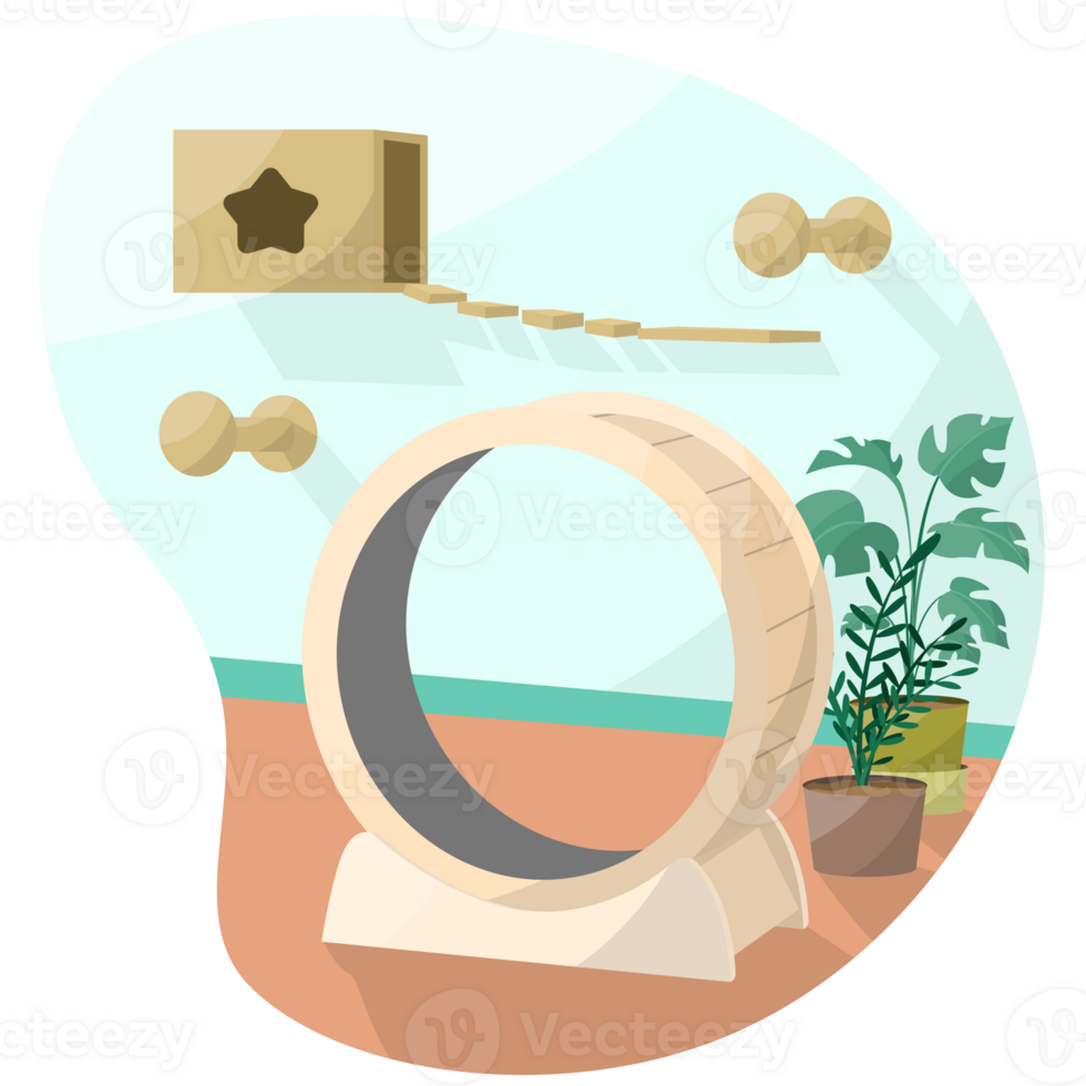 Cat Exercise Wheel Playground Scenery Illustration png