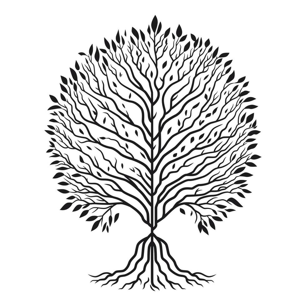 the-tree-of-life-black-and-white-vector-illustration-tree-of-life-is