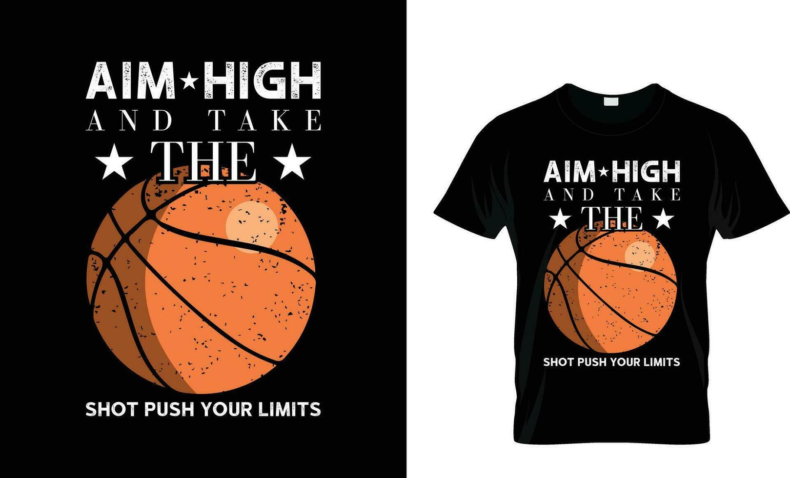 aim high slogan with hands holding basketball vector illustration on black background