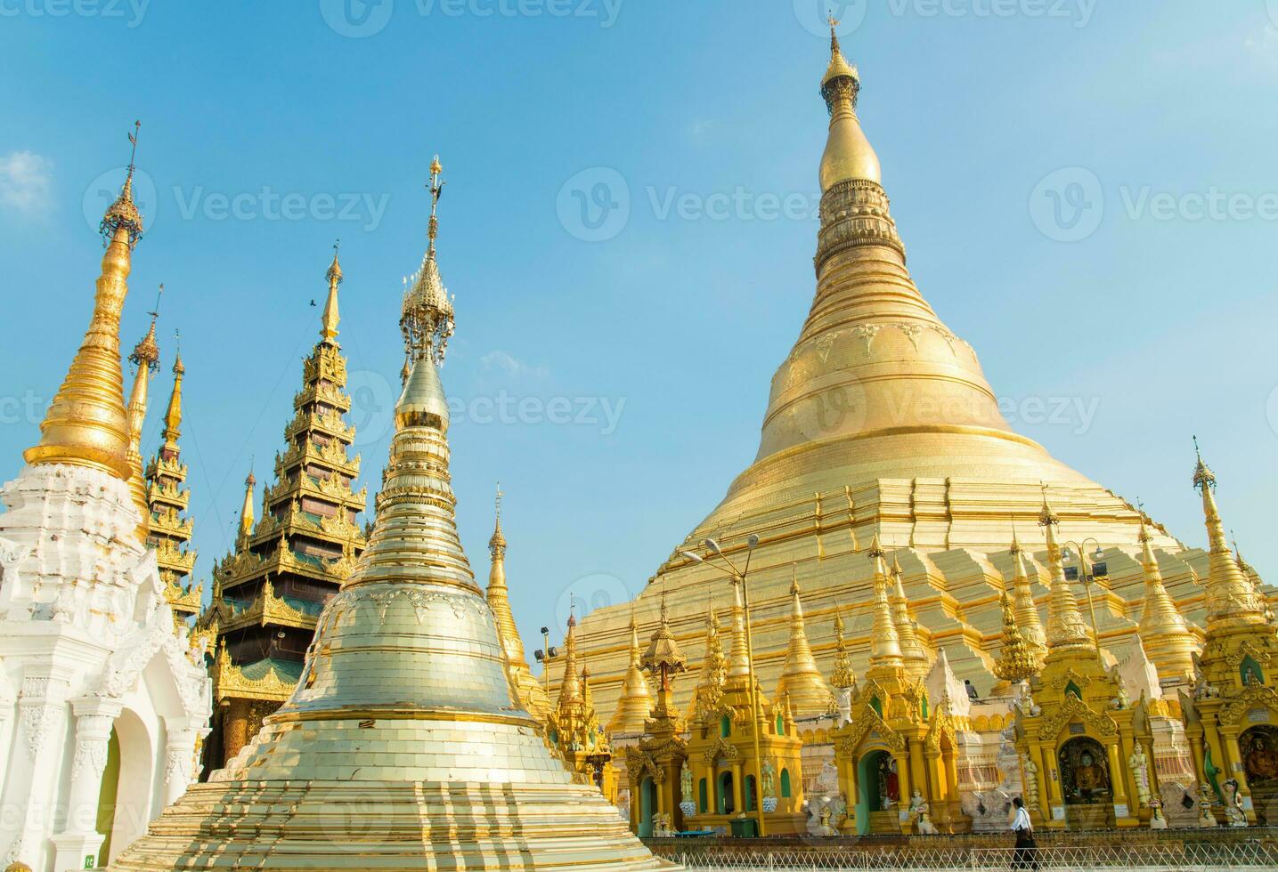Shwedagon pagoda the most tourist attraction place in Yangon township of Myanmar. photo