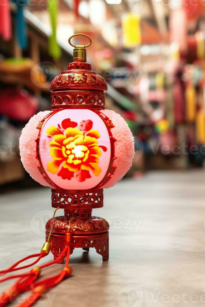 Traditional lantern, lunar new year decoration. Generative AI photo