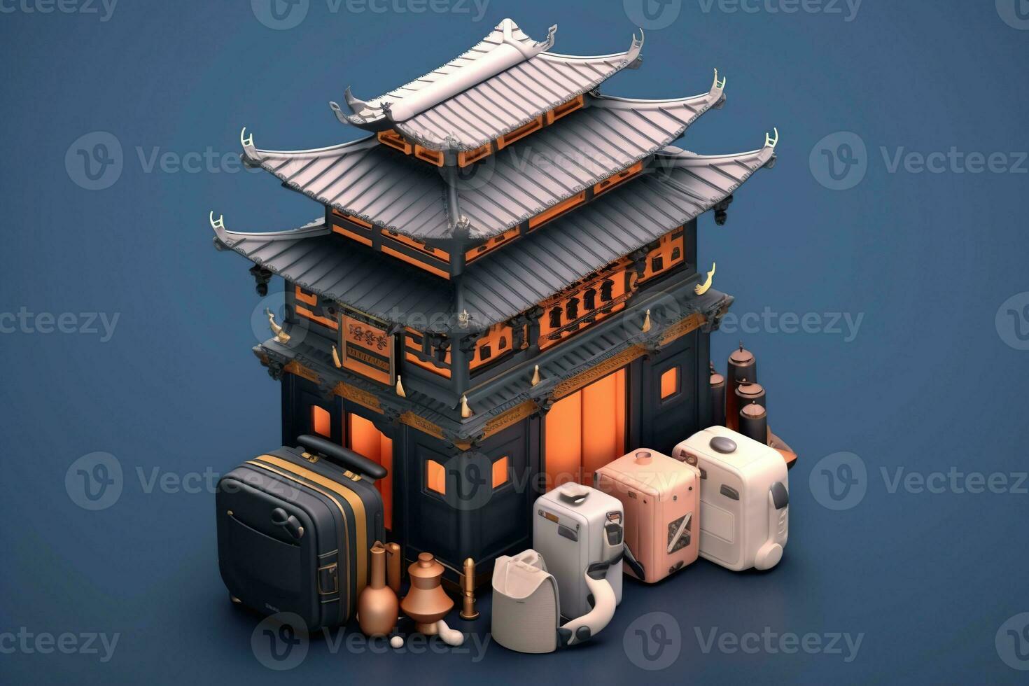 Hanok, Traditional Korean house. Generative AI photo