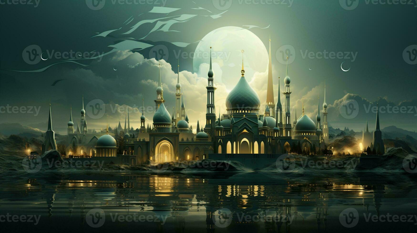 Background for mawlid al nabi celebration. Generative AI photo