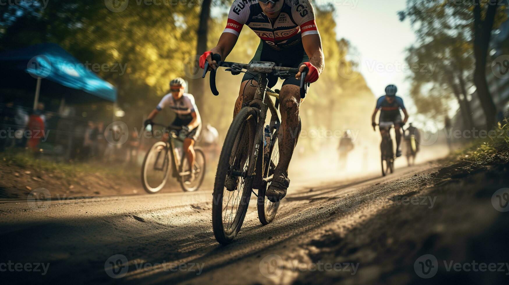 acción ciclismo maratón. generativo ai foto