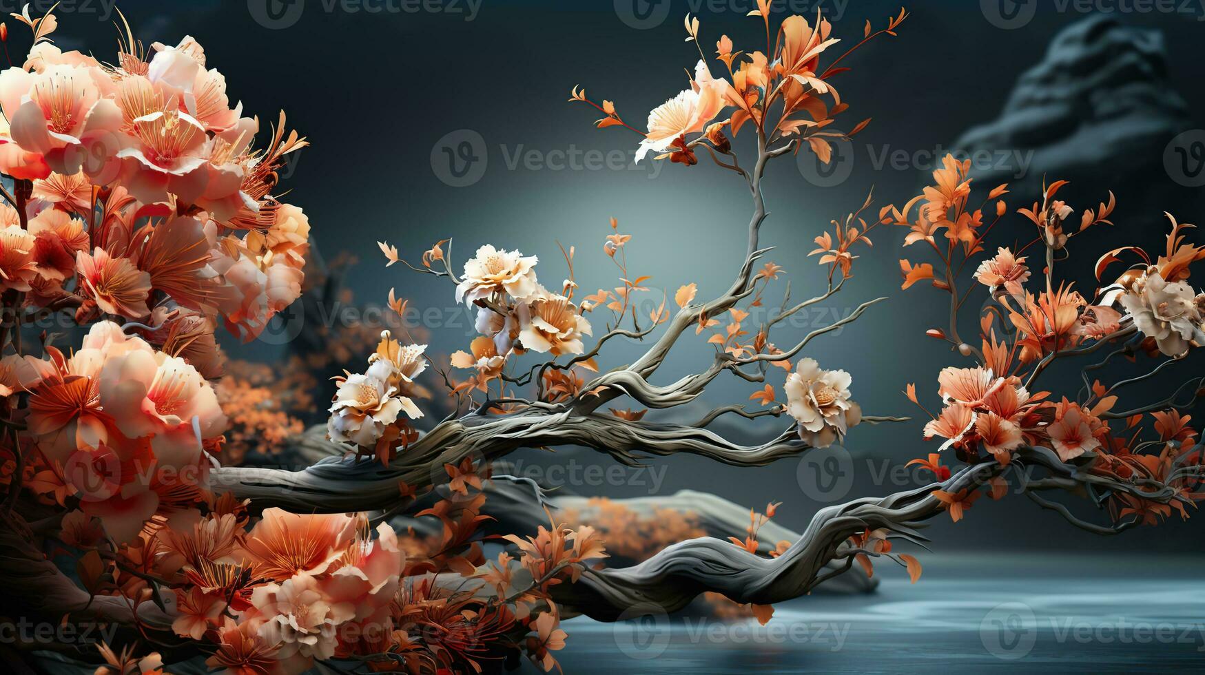 Autumn branch background. Generative AI photo