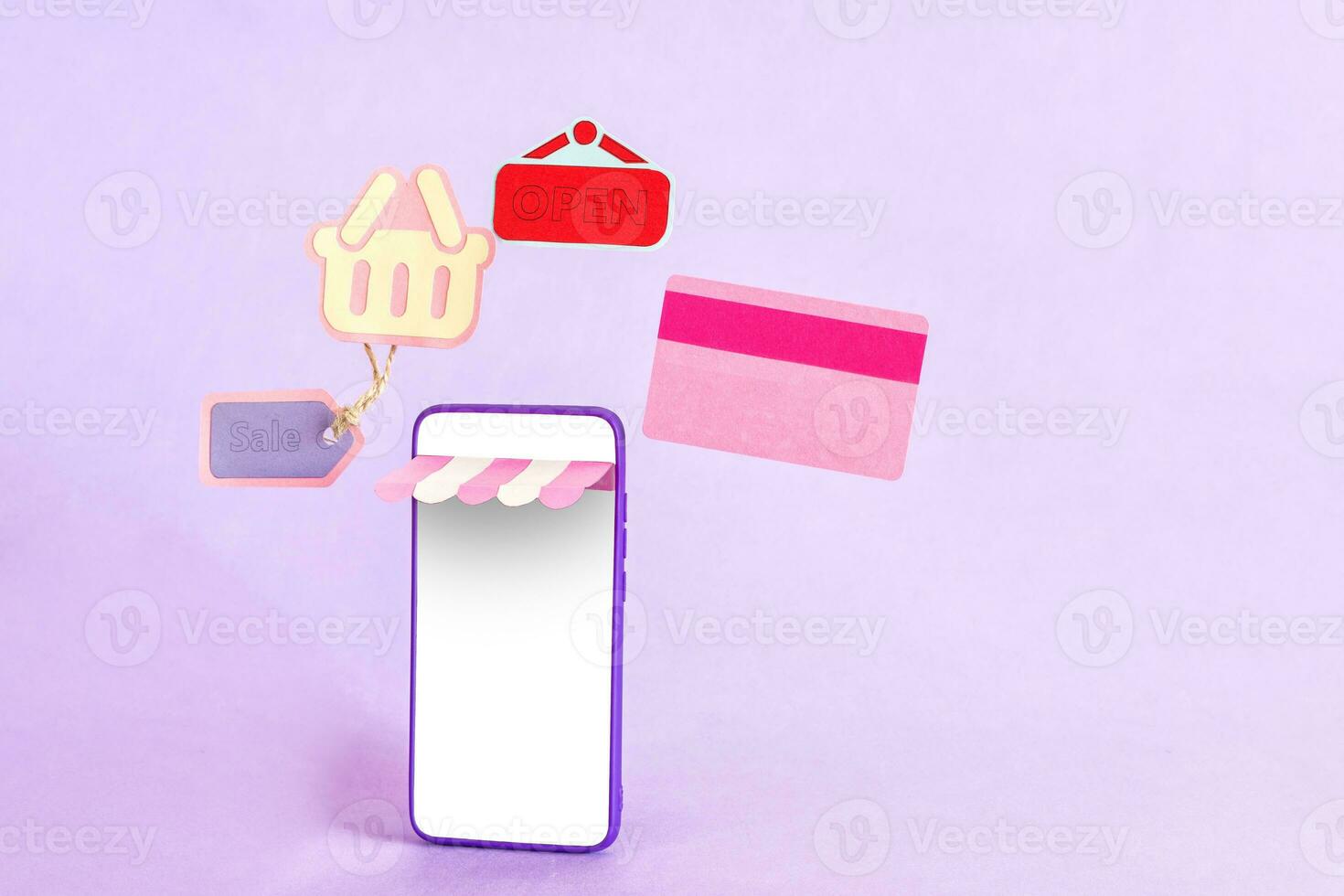 The concept of online shopping on social media app. Suitable for promotion of digital stores, web. photo