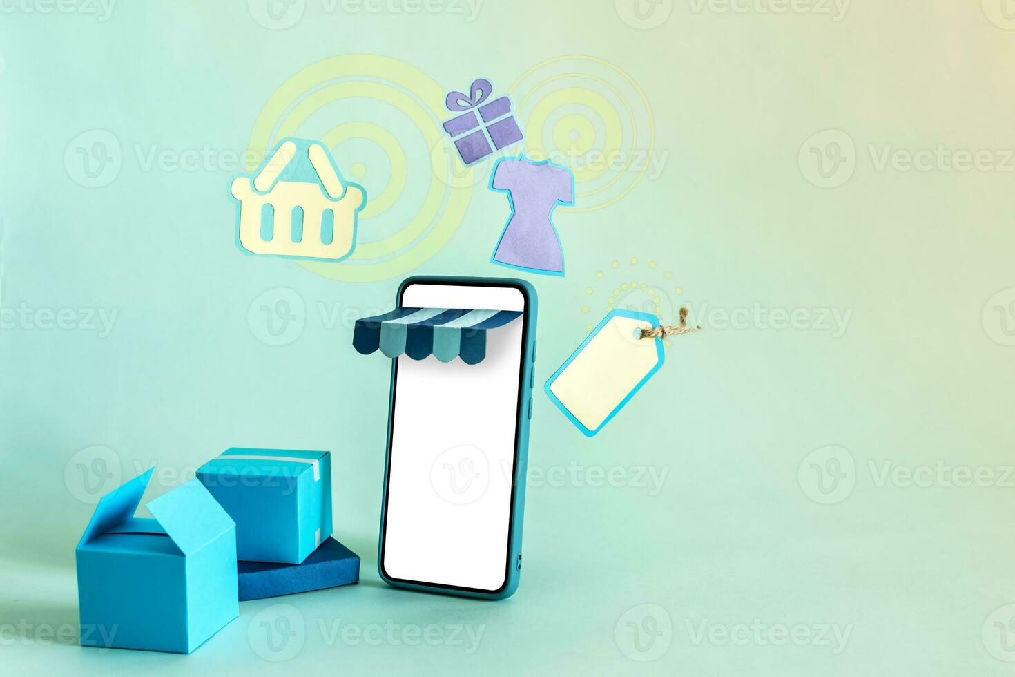 Shopping online isometric on website or mobile application concept, buy now e-commerce. photo
