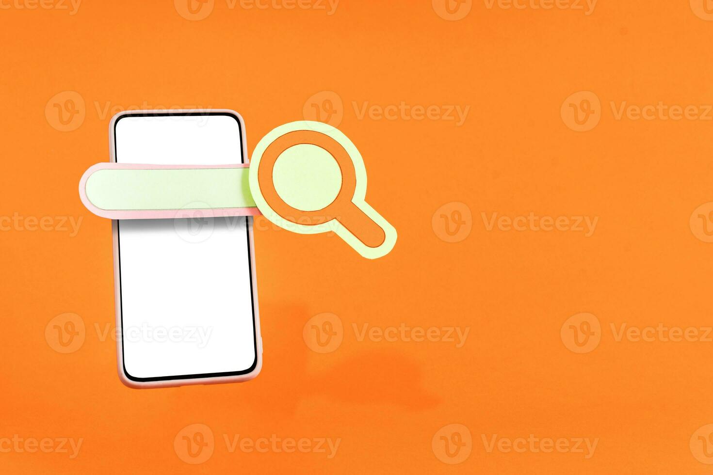 Searching information data on internet networking concept, on smart phone. photo
