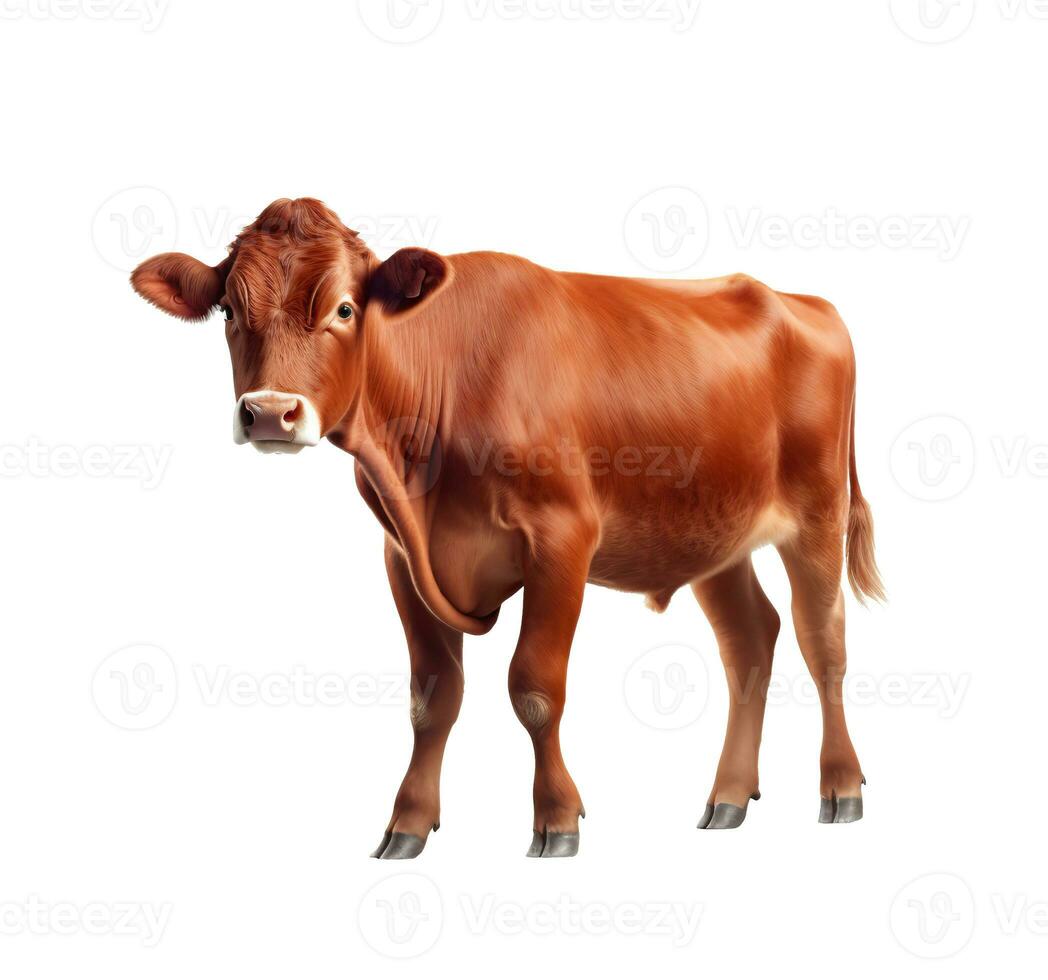 Cow isolated on white or transparent background cutout. Generative AI photo