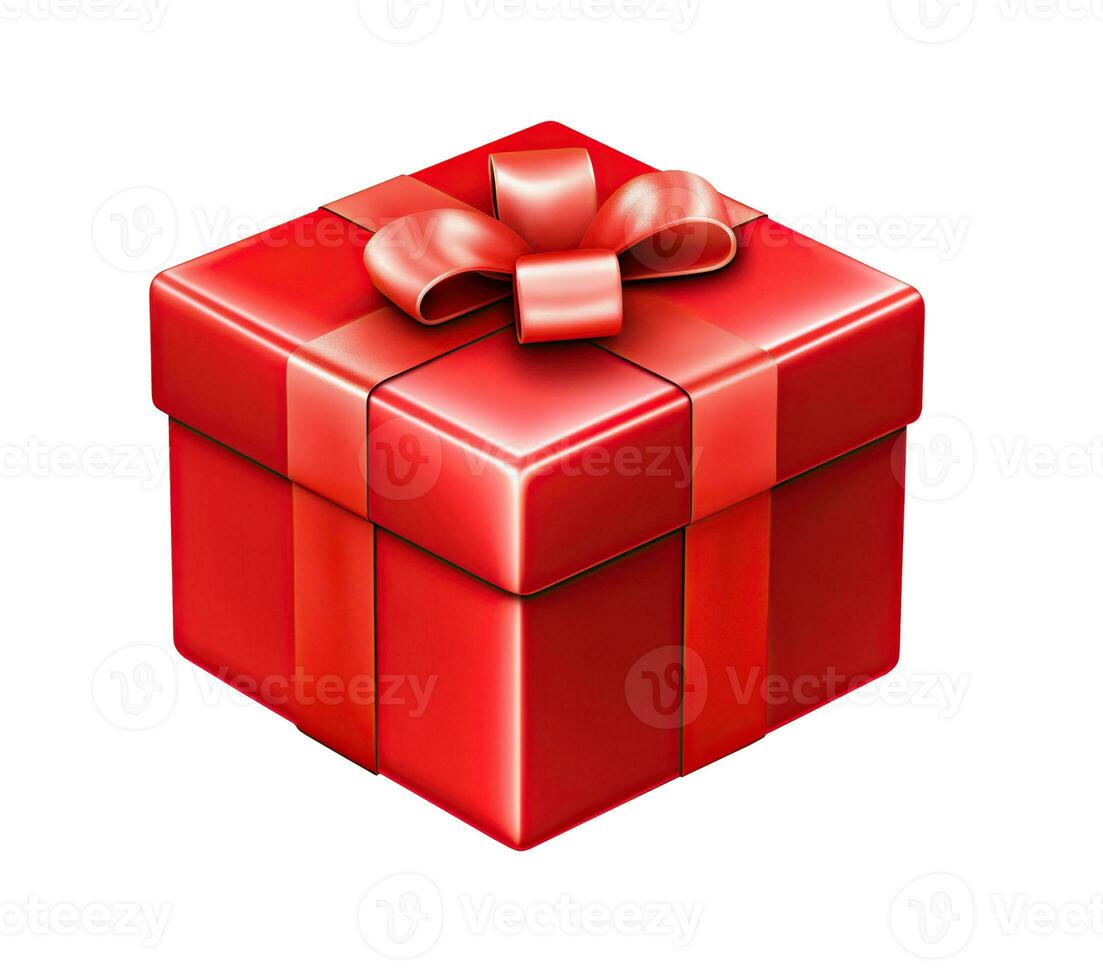 Red gift isolated on white or transparent background cutout. Generative AI photo