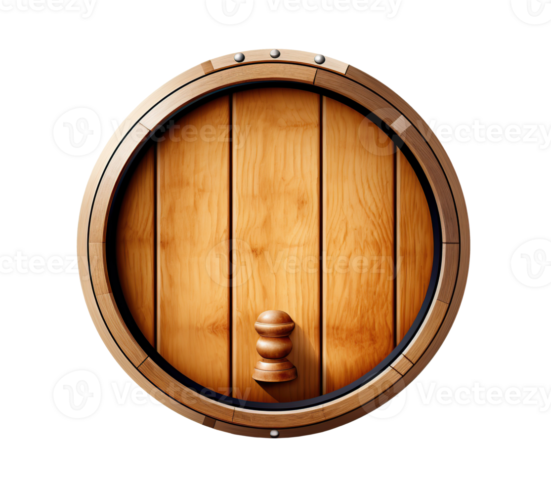 Wine barrel isolated on white or transparent background cutout. Generative AI png