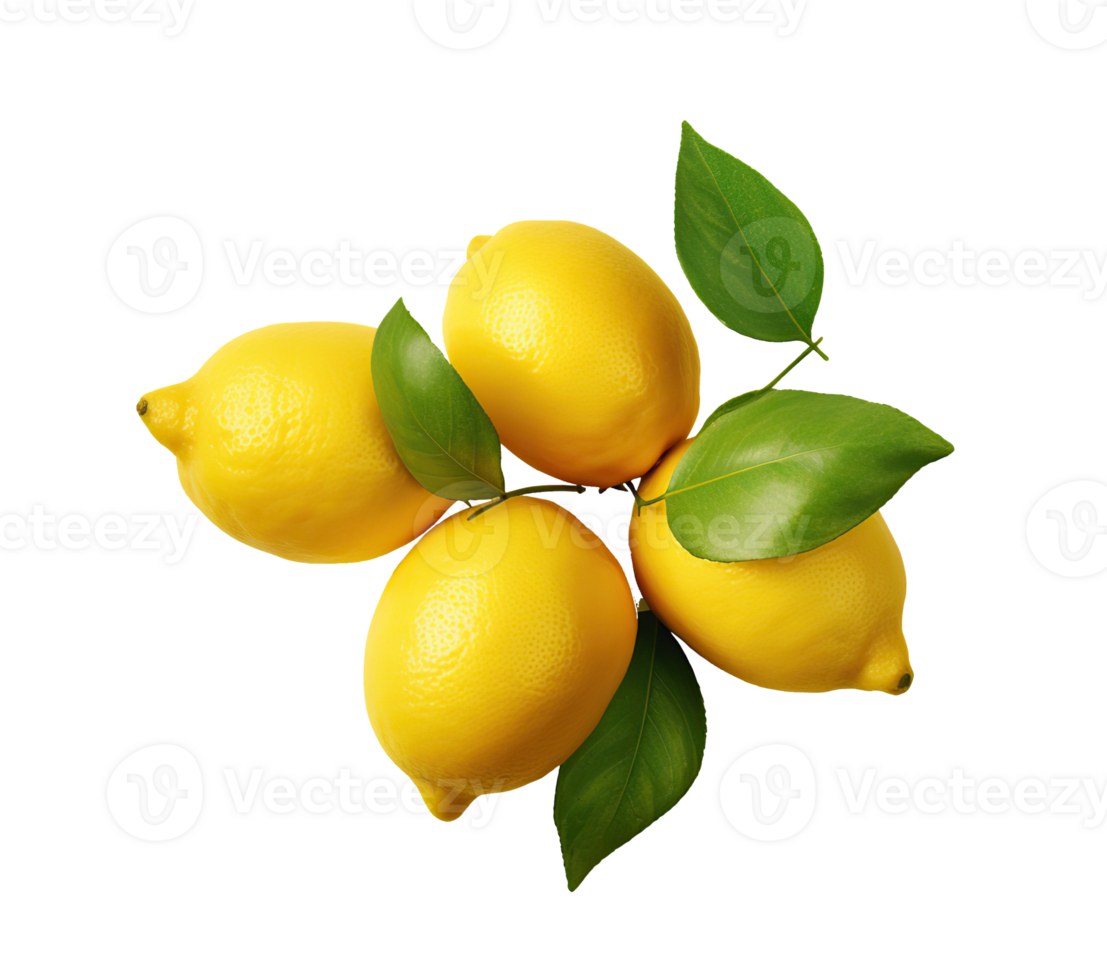 Lemons isolated on white or transparent background cutout. Generative AI png