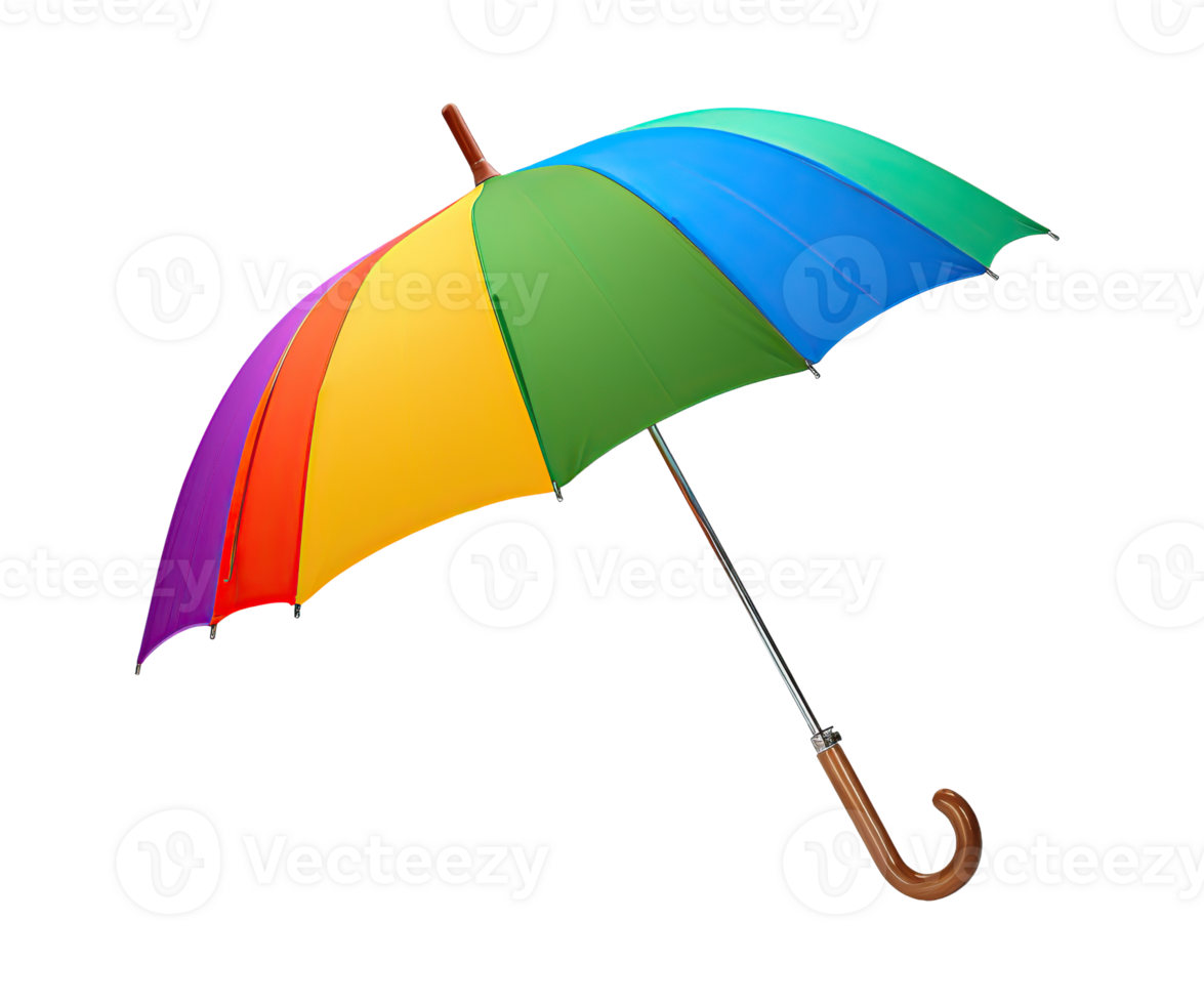 Multicolor umbrella isolated on white or transparent background cutout. Generative AI png