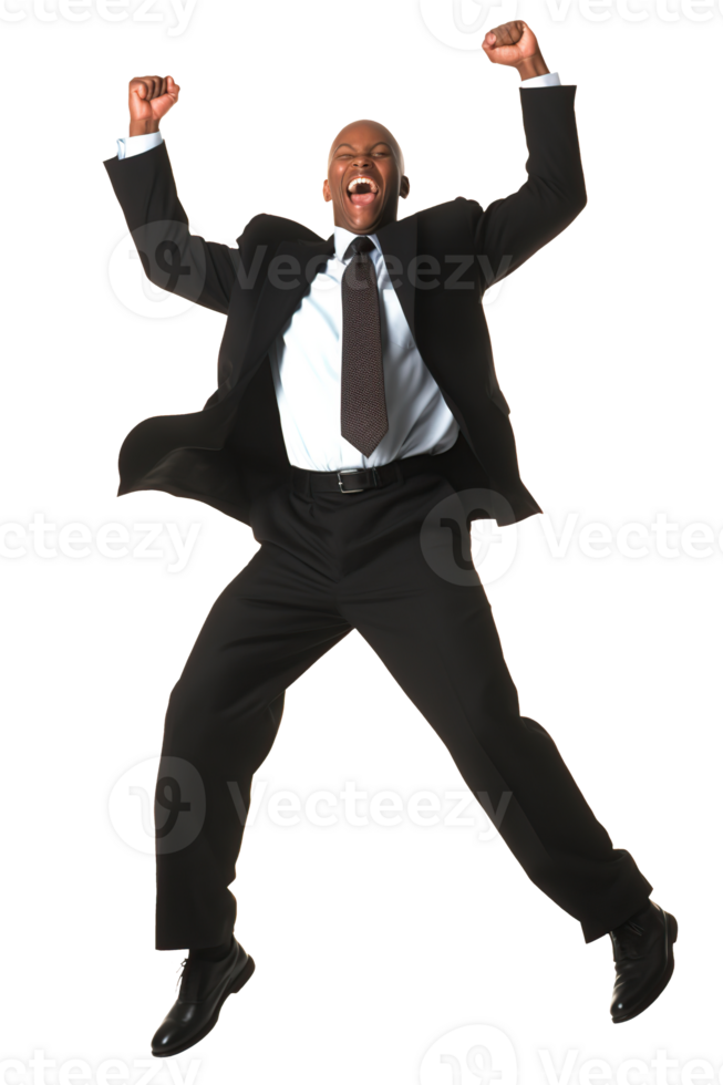 Happy african businessman isolated on white or transparent background cutout. Generative AI png