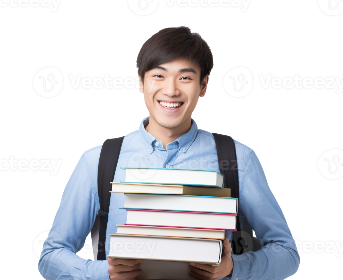 Asian university student isolated on white or transparent background cutout. Generative AI png