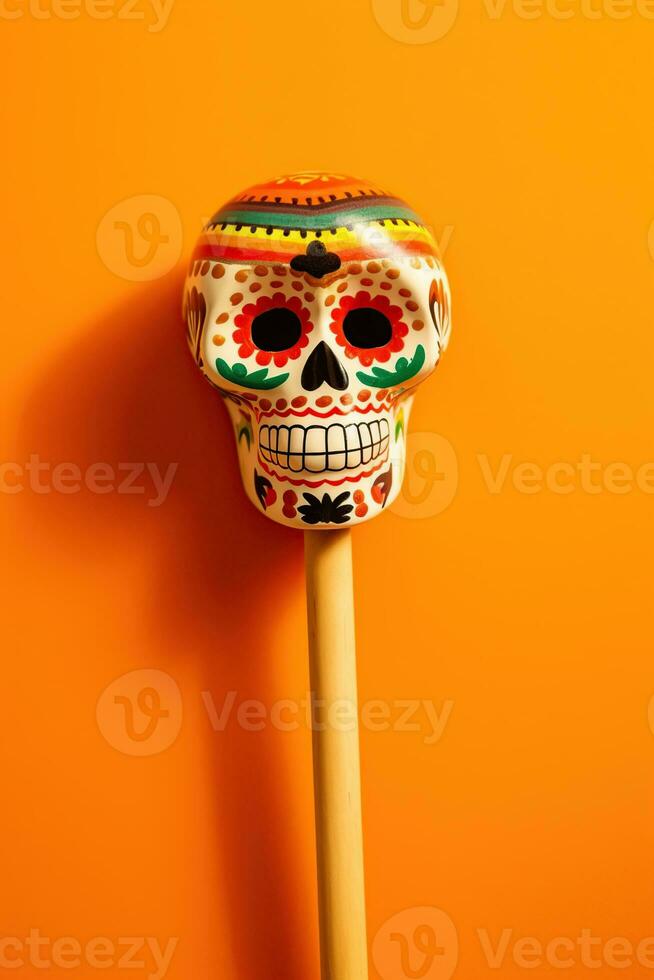 Mexican maracas, vertical banner background. Generative AI photo