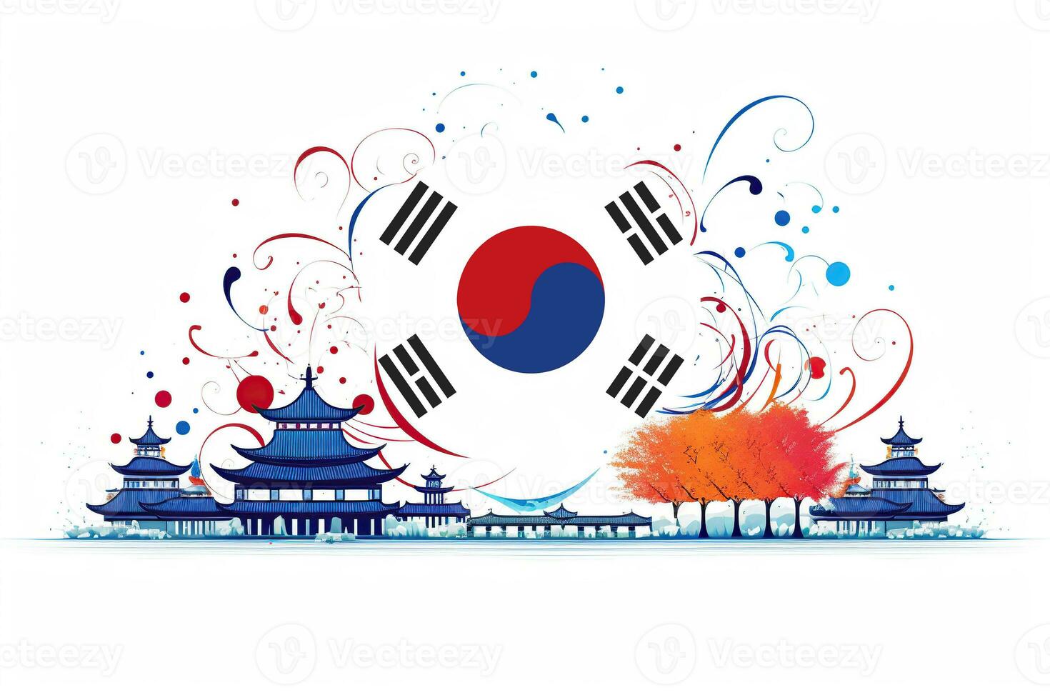 National liberation day of South Korea banner. Generative AI photo