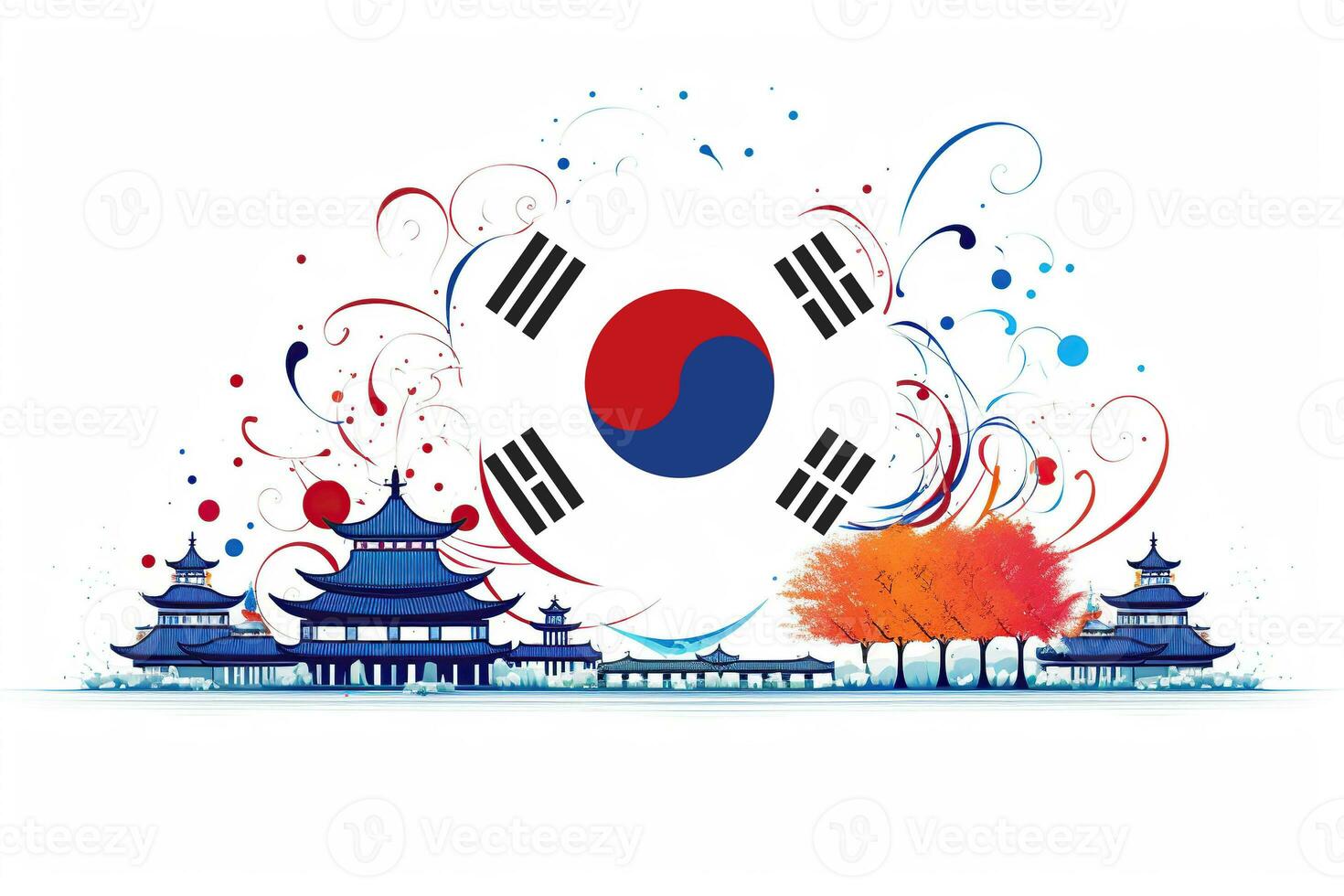 National liberation day of South Korea banner. Generative AI photo