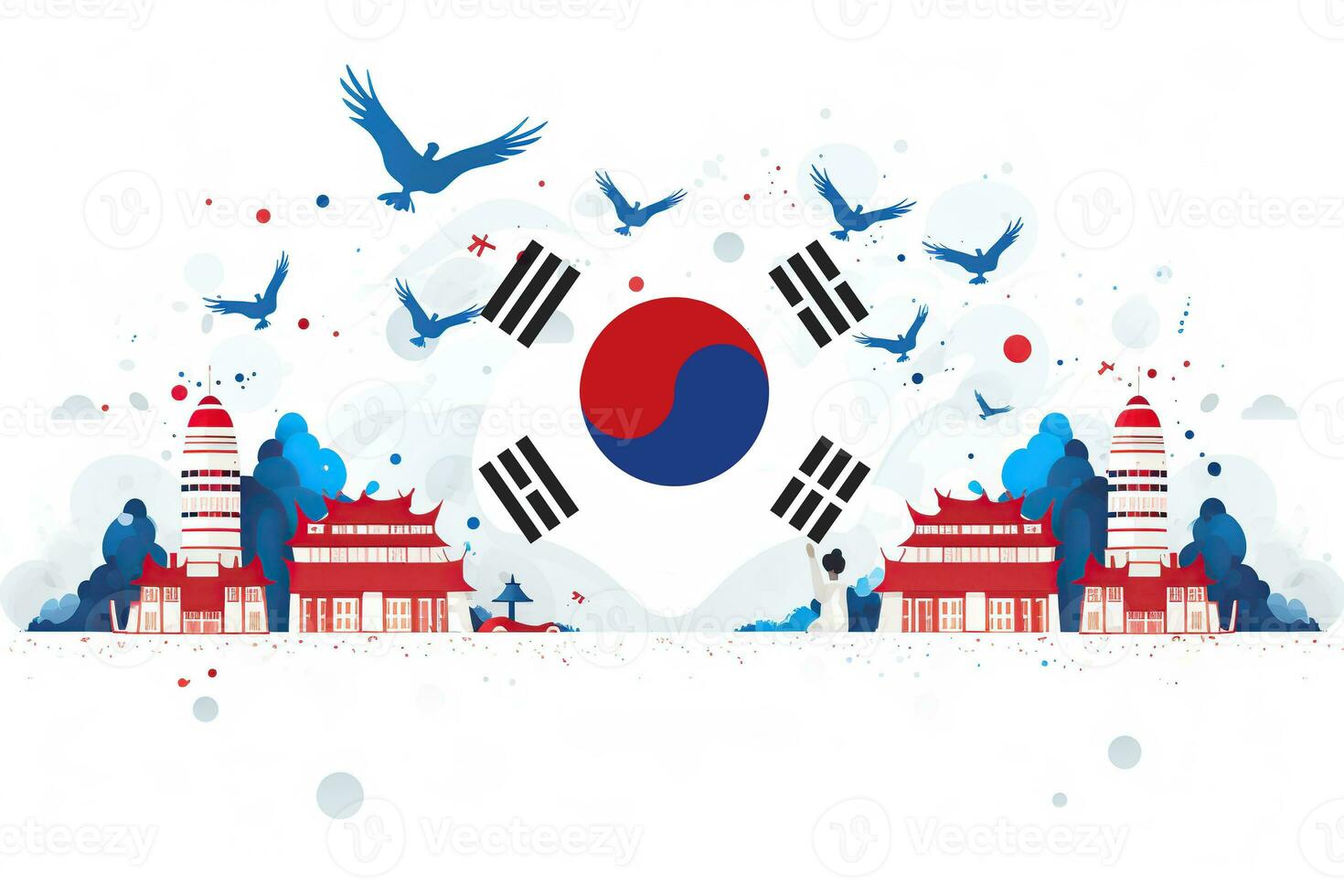 National liberation day of South Korea banner. Generative AI photo