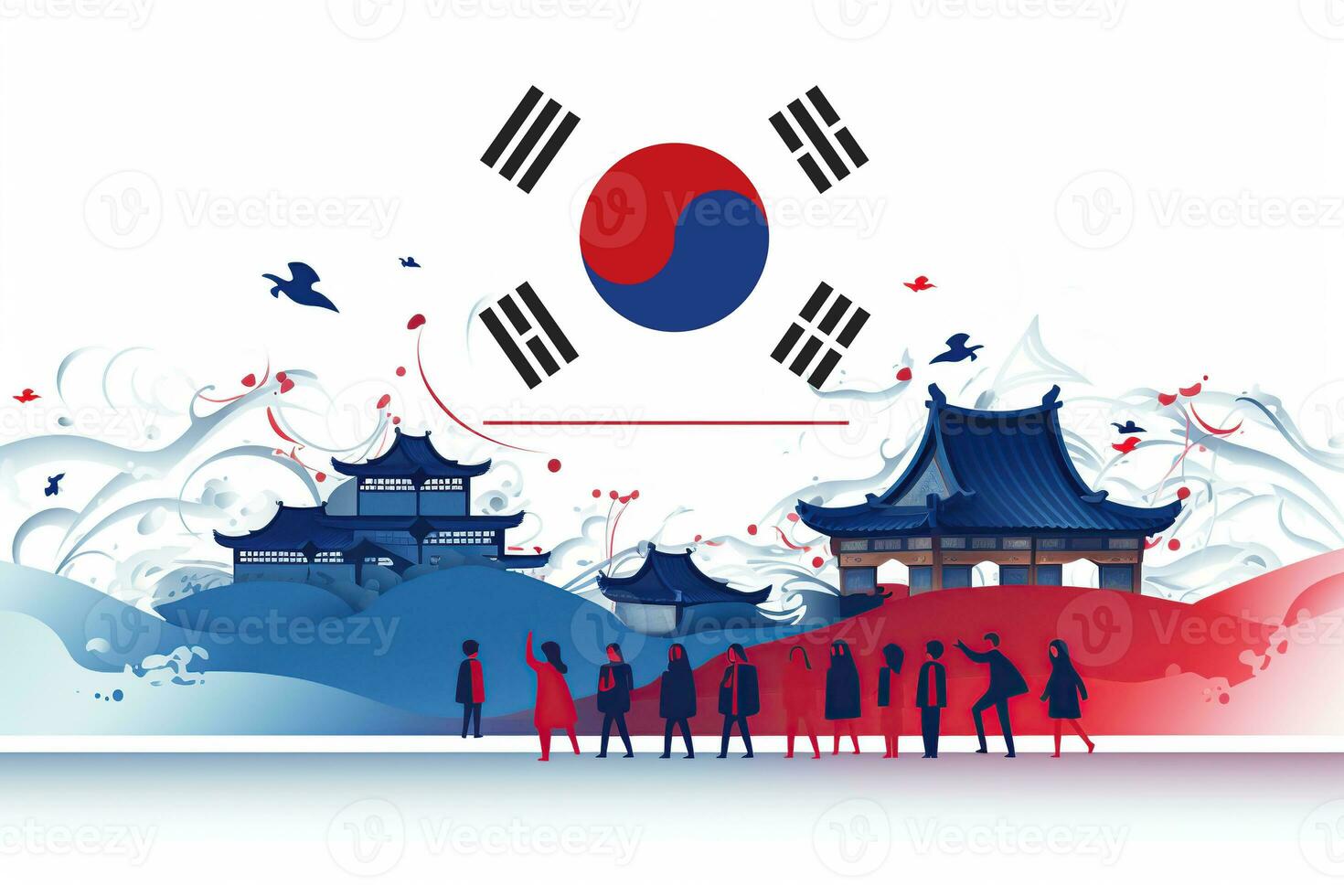 National liberation day of South Korea banner. Generative AI photo