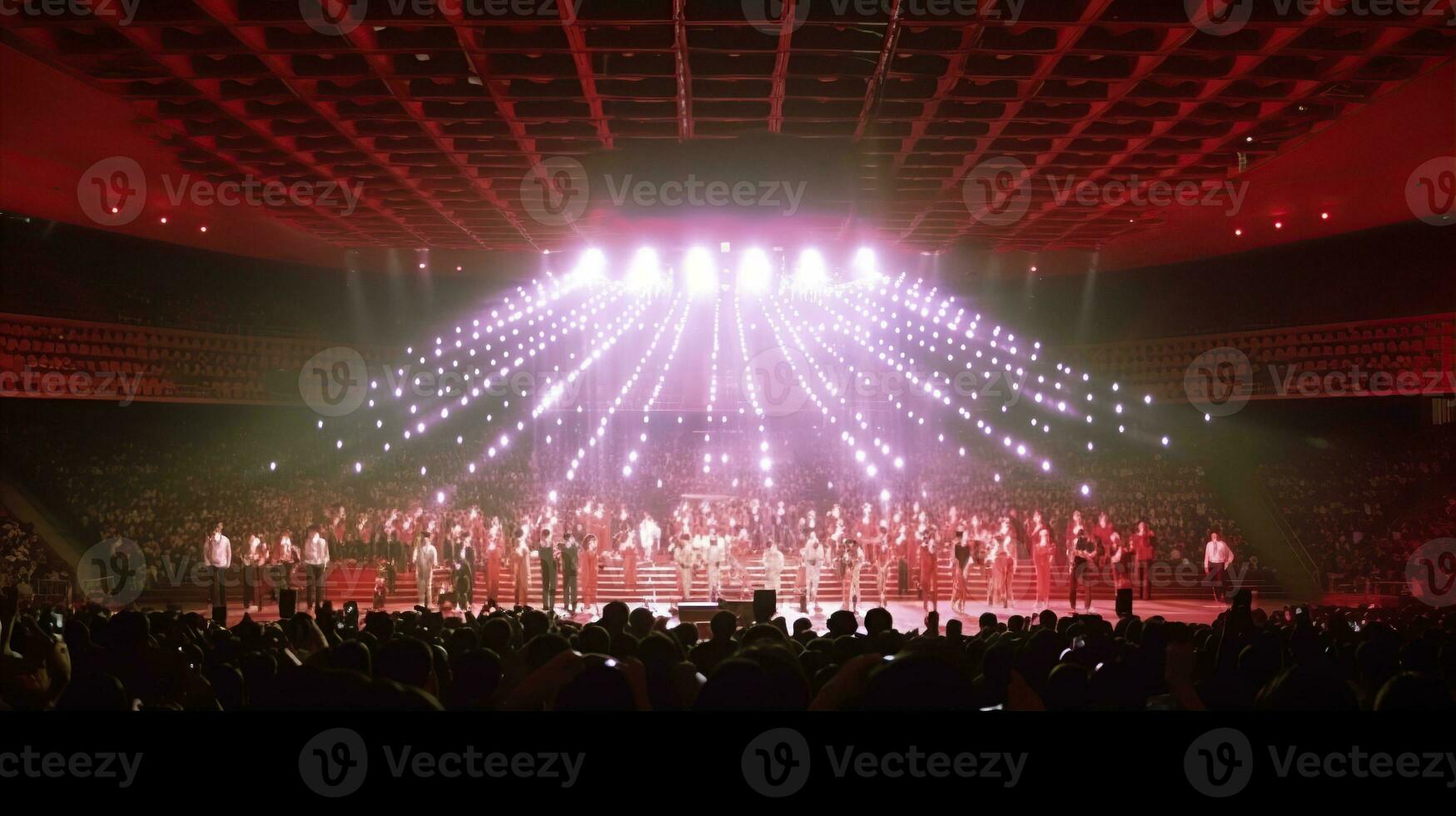 BTS perform at concert, k pop. Generative AI photo