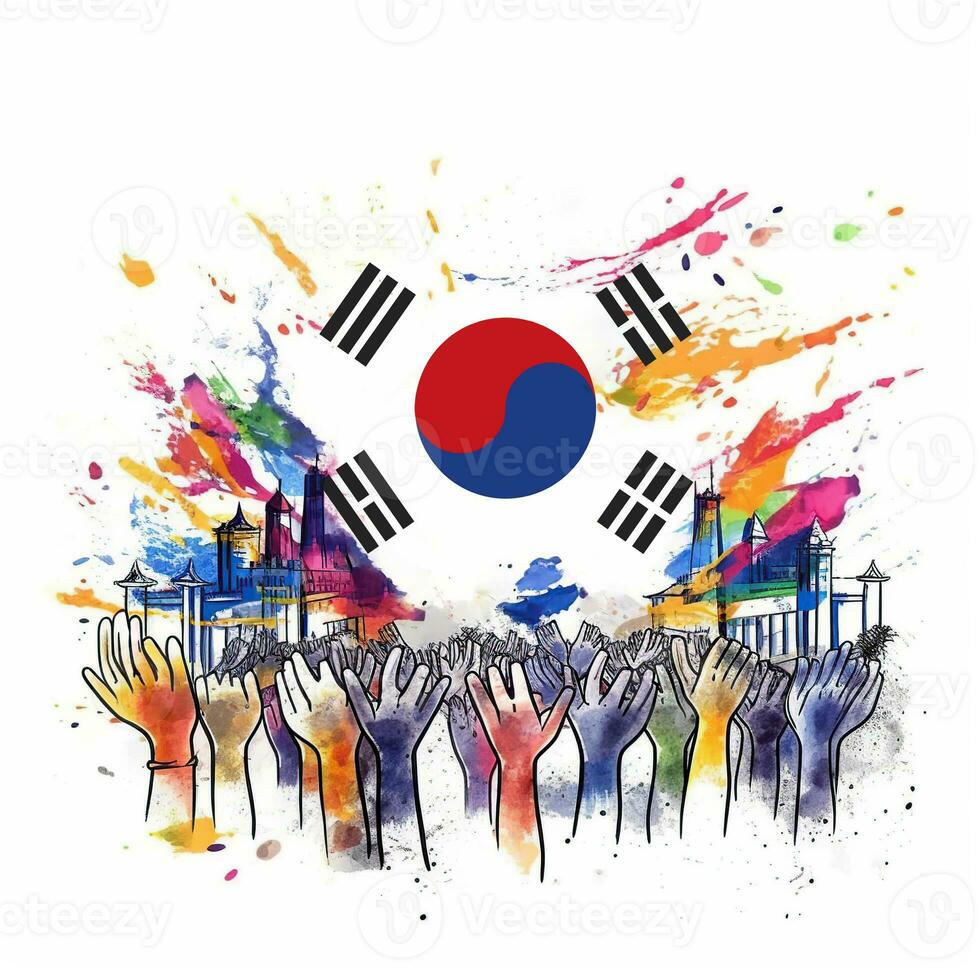 National liberation day of South Korea banner. Generative AI photo