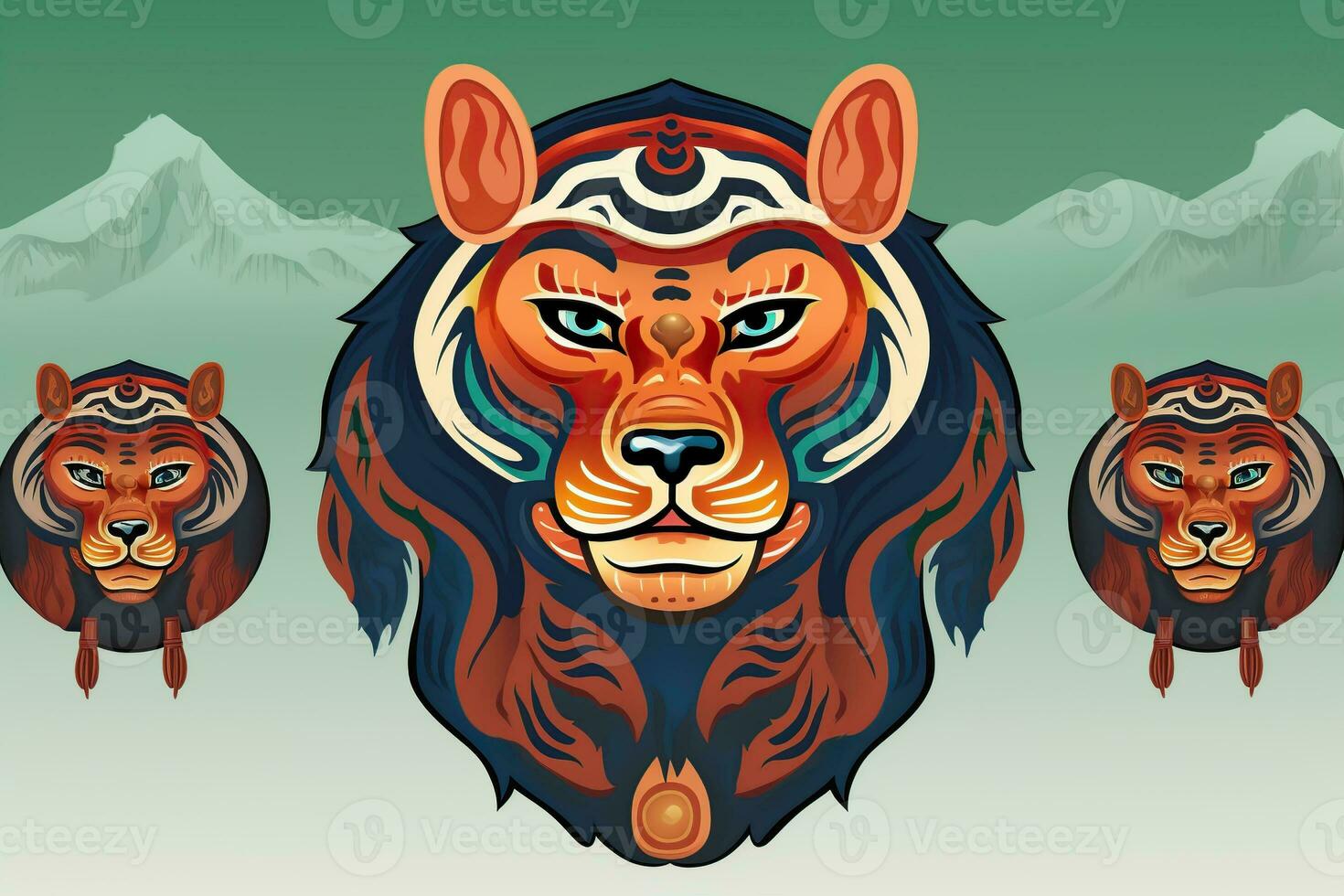 Asian tiger symbol. Generative AI photo