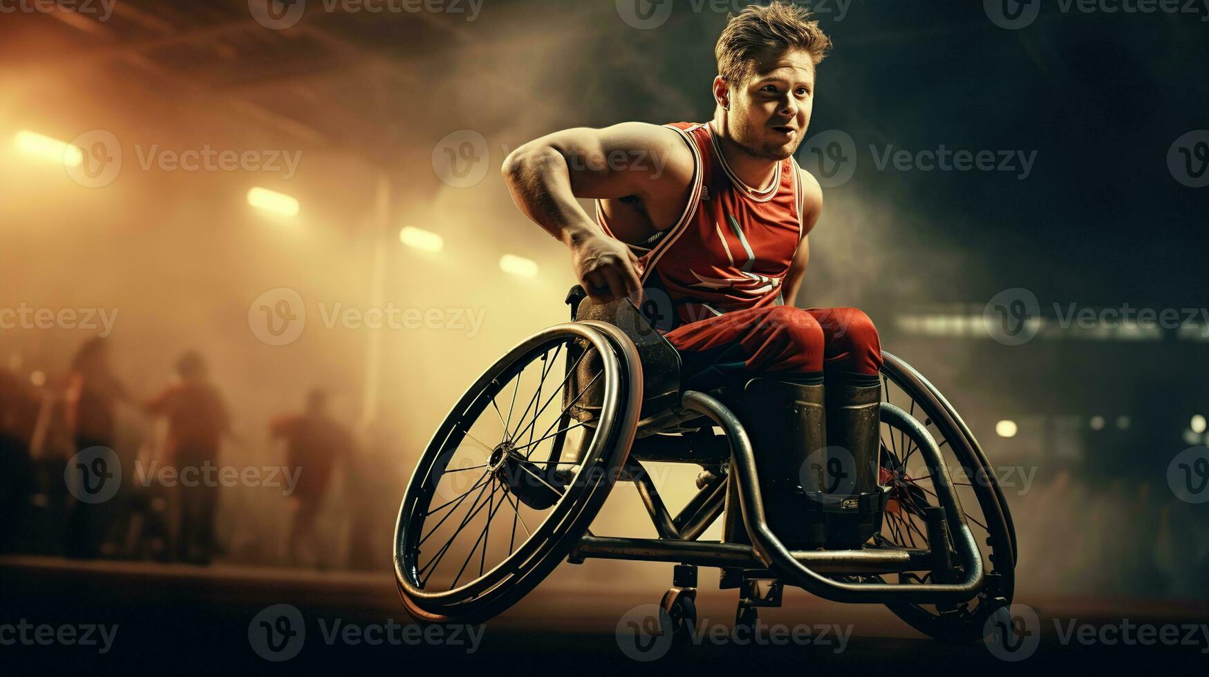 Wheelchair basketball match. Generative AI photo