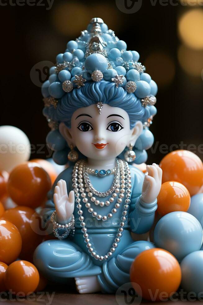 3d image of little krishna. AI Generated photo