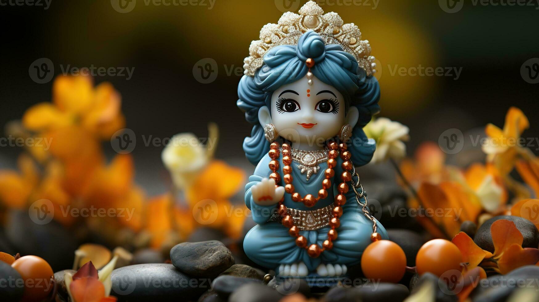 Janmashtami, Hindu festival celebrating the birth of the god Krishna. AI Generated photo